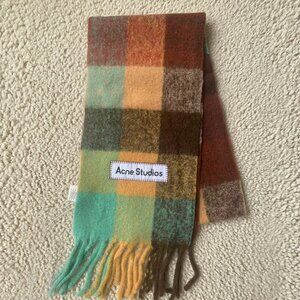 ACNE STUDIOS Brown & Yellow Mohair Checked Scarf